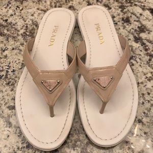 Authentic Prada patent leather flip flops